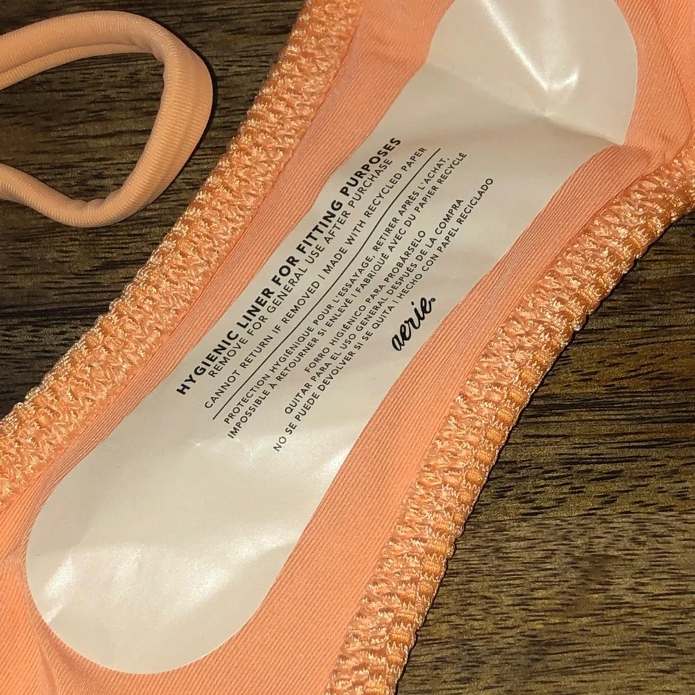 aerie Peach Textured Bikini Bottoms